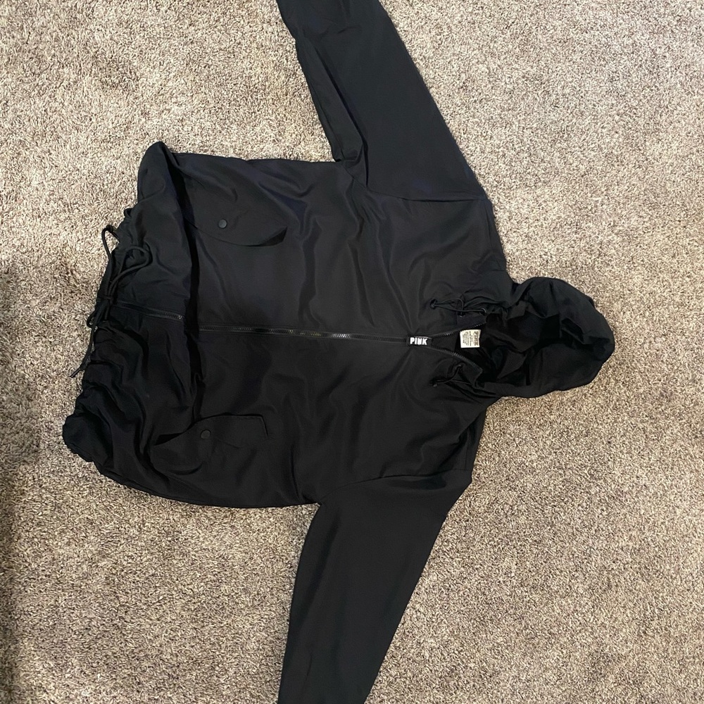 Victoria Secrets PINK black windbreaker.